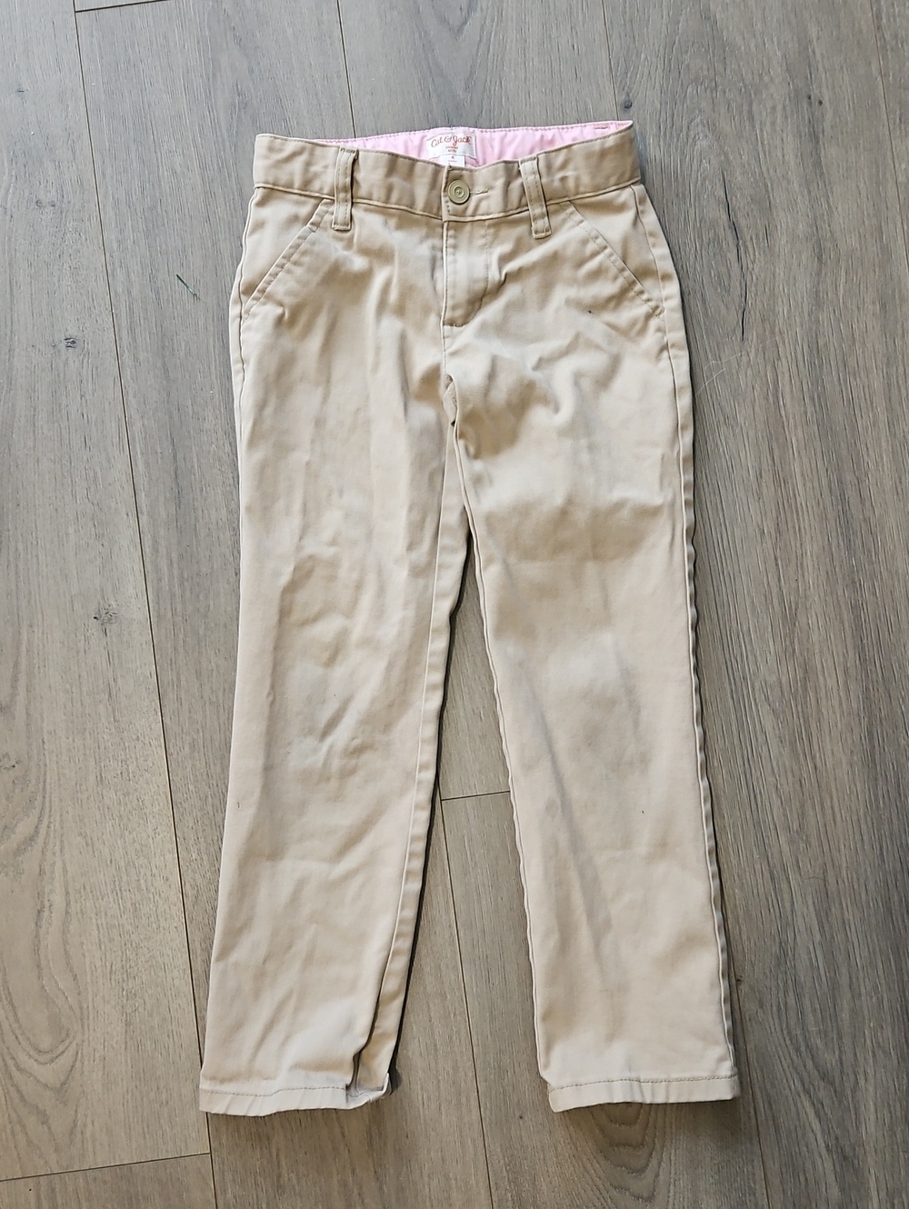 Cat & Jack Tan Chinos with Pink Waistband